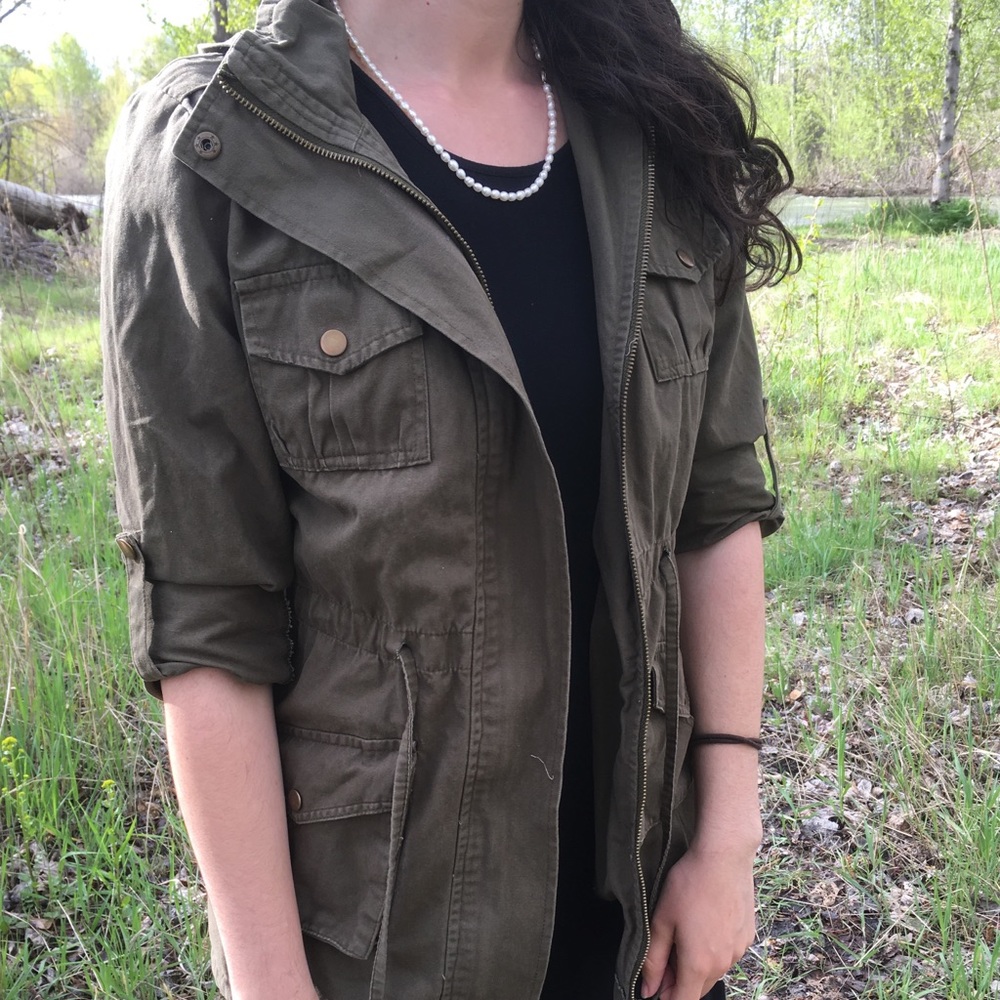 Forest green army inspired cargo jacket